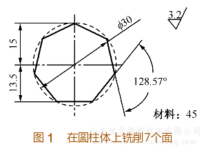 用铣床在圆柱体上铣削7个面的分度划线计算方法和操作步骤